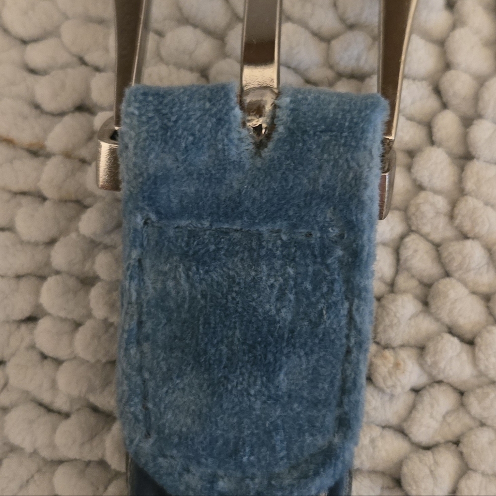 Free People Friday I'm In Love Blue Velvet And Chain Belt - Picture 4 of 6
